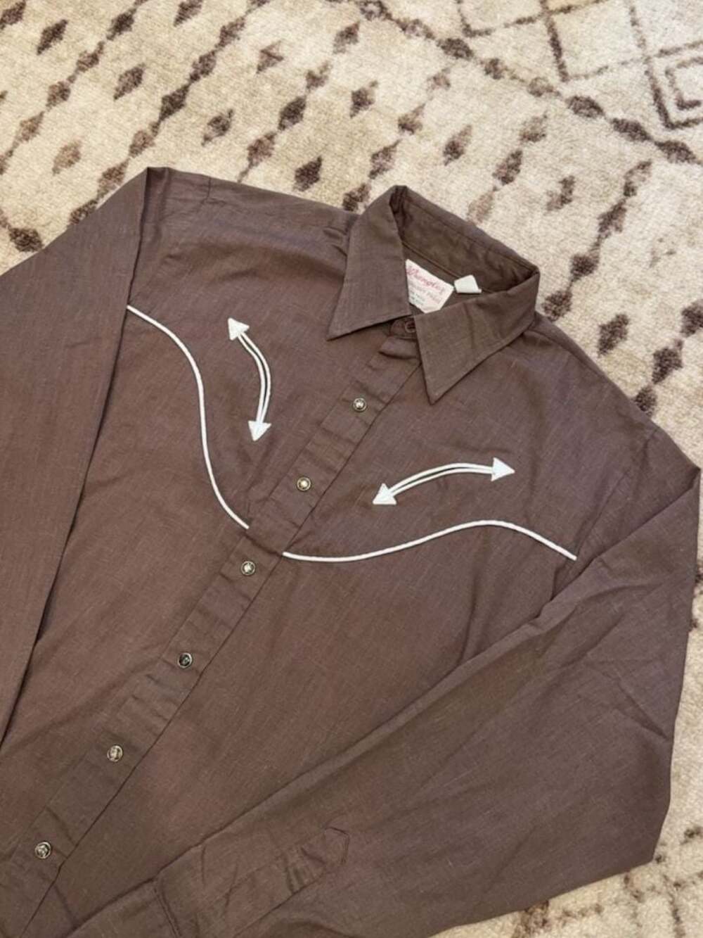 Vintage Wrangler Permanent Press Long Tails Western Shirt Brown